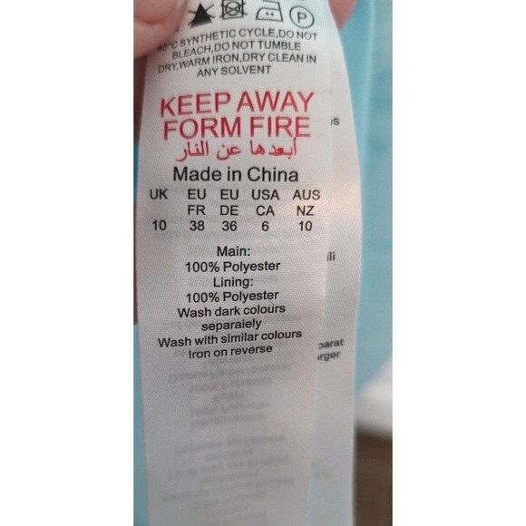 Boohoo Dress Sz 6 Pastel Blue Cinched Waist Puffy Sleeves Lined Polyester NWT - Picture 9 of 13